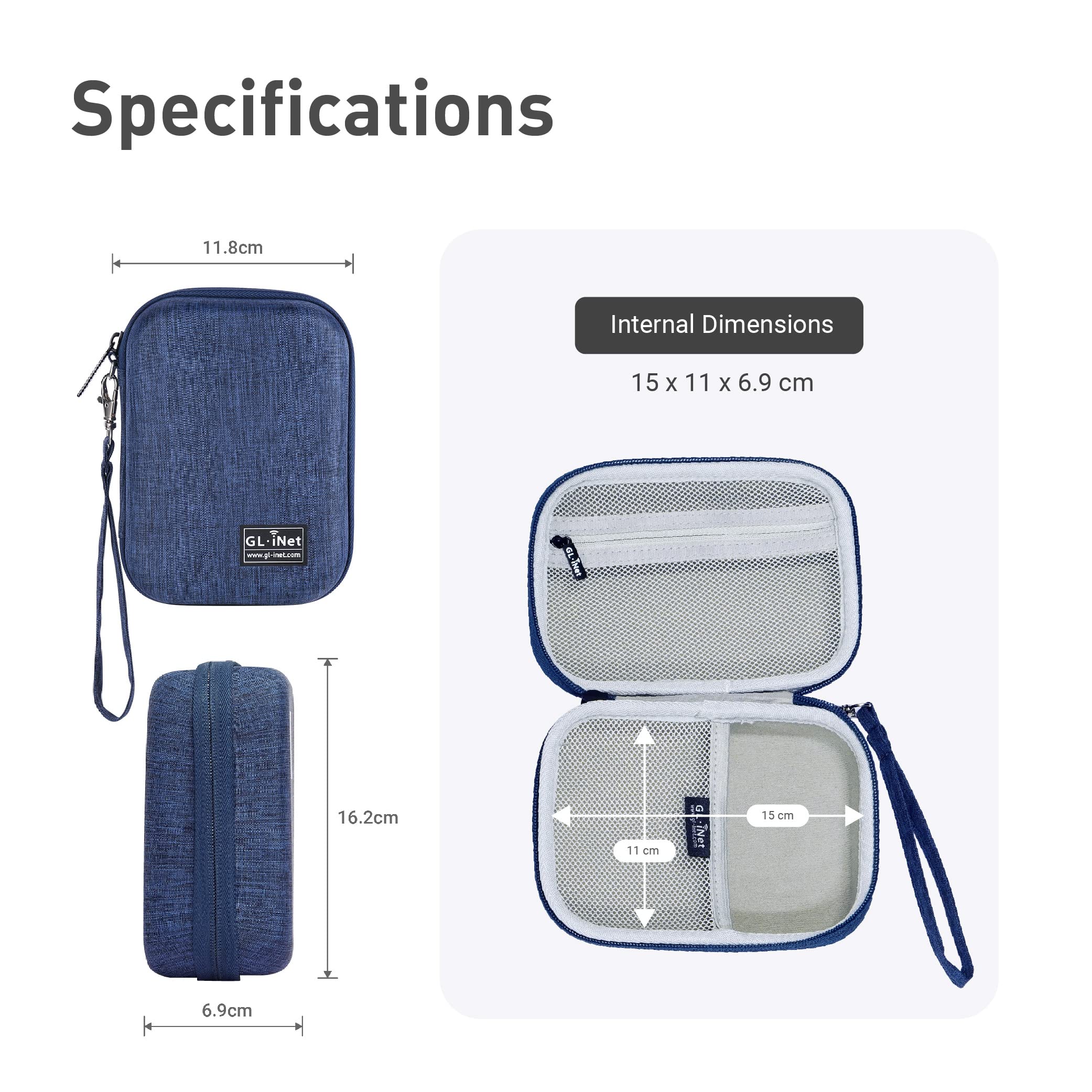 GL.iNet GL-A1300 (Slate Plus) Wireless VPN Encrypted Travel Router & Gadget Organizer Case (Blue) - Image 6
