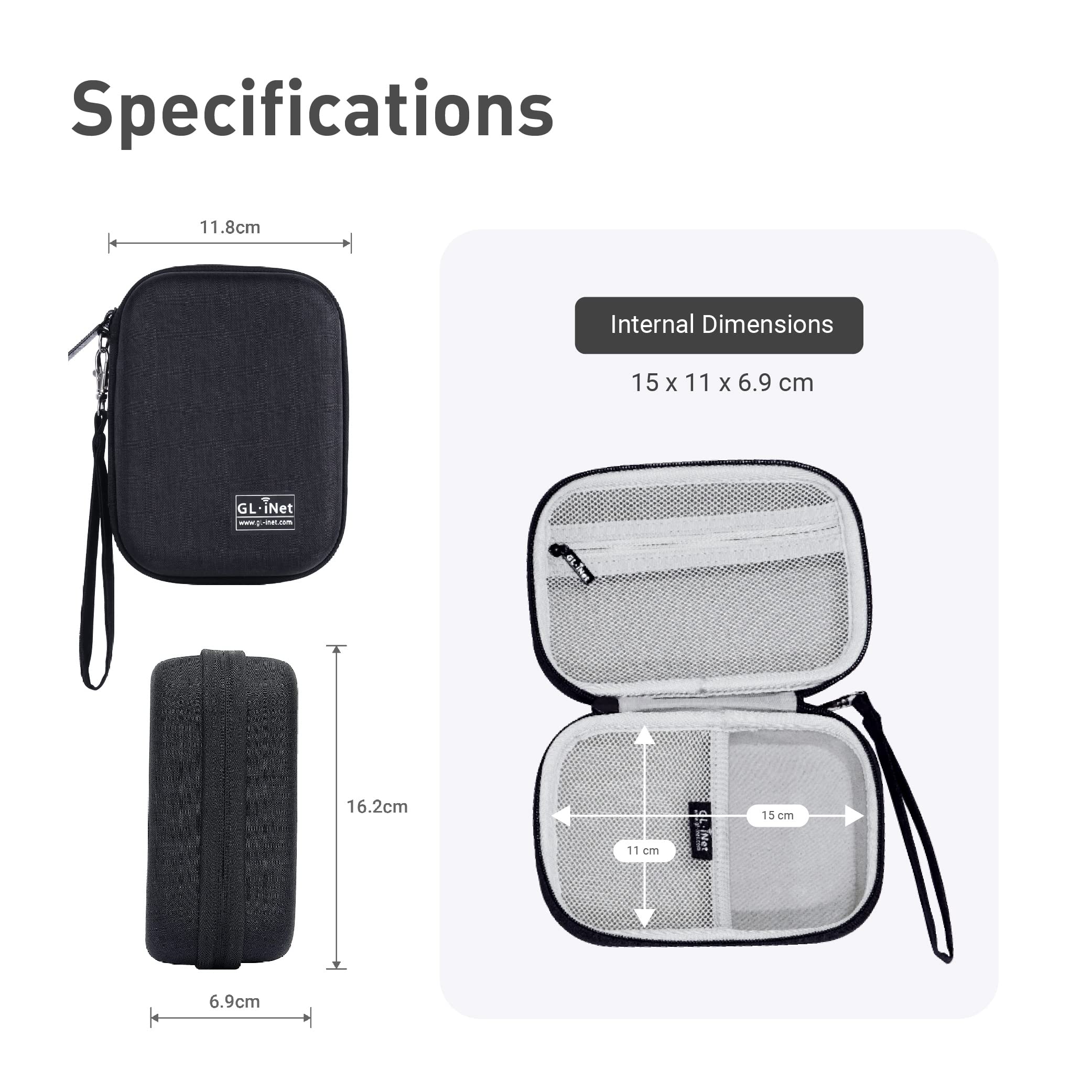 Gadget Organizer Case (Black) & GL.iNet GL-AXT1800 (Slate AX) Pocket-Sized Wi-Fi 6 Gigabit Travel Router - Image 3