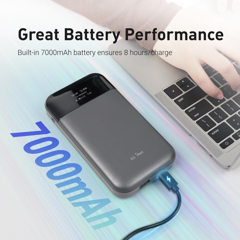 GL.iNet GL-E750V2 (MUDI) 4G LTE Portable Wi-Fi Hotspot for Travel | Mobile Hotspot Device, OpenWrt, OpenVPN, WireGuard, 7000mAh, Global Version - Image 3