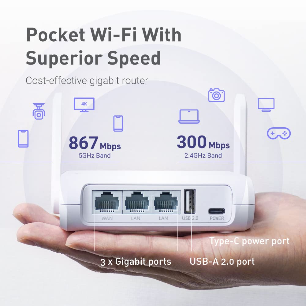 GL.iNet GL-SFT1200 (Opal) Secure Travel WiFi Router & GL.iNet Gadget Organizer Case for Travel Routers (Blue) - Image 4