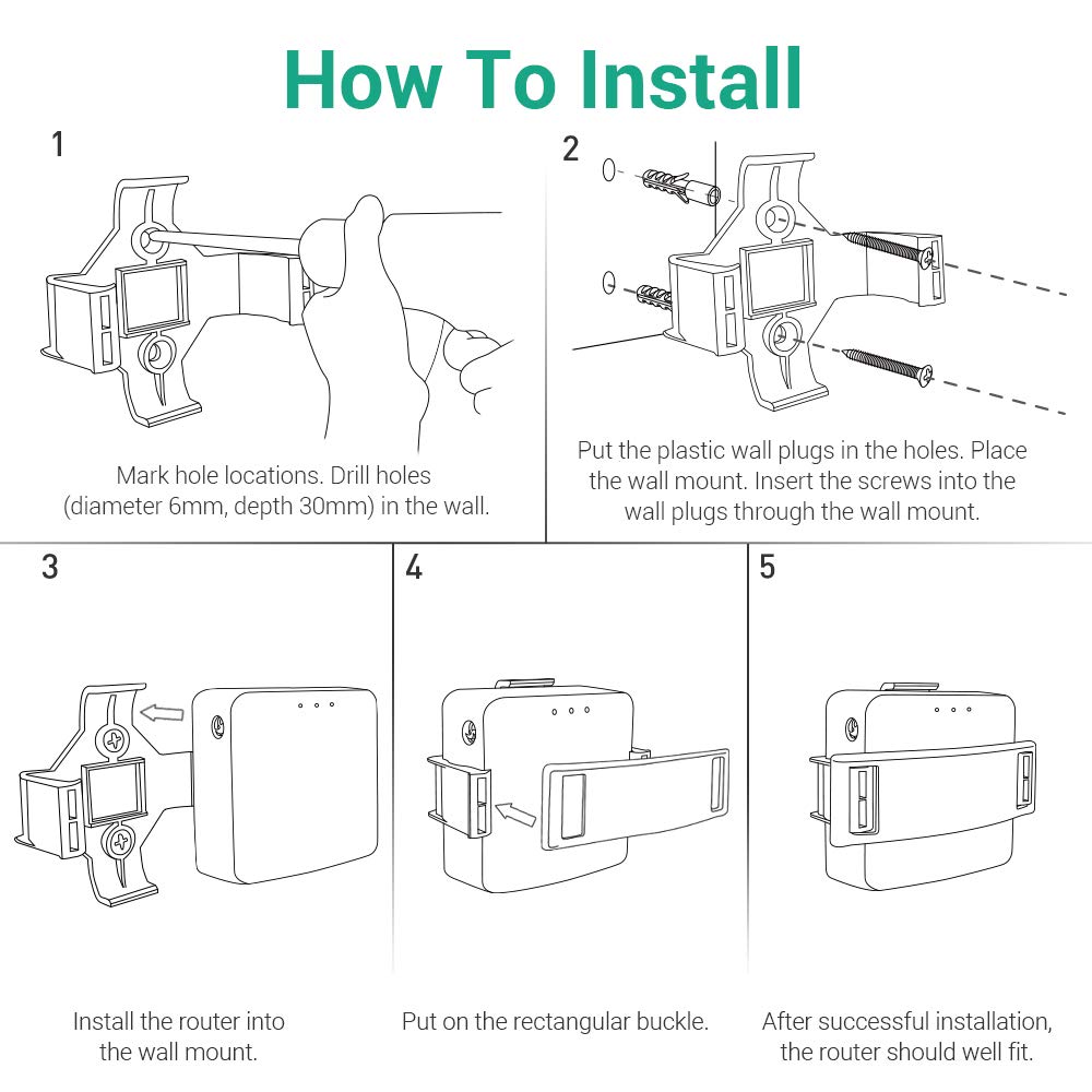GL.iNet WiFi Router Holder Wall Mount with Screws, Compatible with GL-AR150, GL-AR150-Ext, GL-AR300M, GL-AR300M-Ext, GL-MT300N-V2 Mini Router, Networking Device Bracket, Easy to Install (White) - Image 7